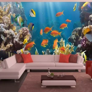 Papel De Parede Fundo Do Mar Peixes Coral 6m² Fm75