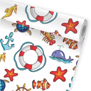 Papel De Parede Fundo Do Mar Peixes Náutico Kit 02 Rolos A28