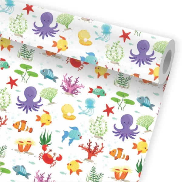 Papel De Parede Fundo Do Mar Peixes Polvo Kit 02 Rolos A77