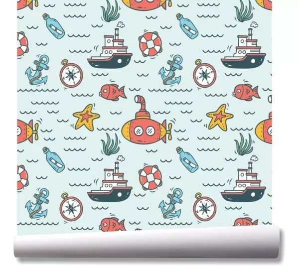 Papel De Parede Fundo Do Mar Submarino Kit 03 Rolos A241