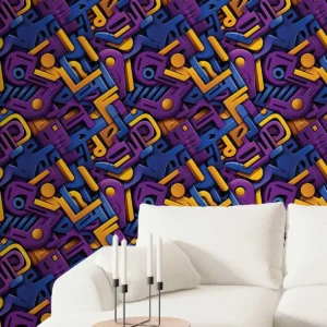 Papel De Parede Gamer 3d Grafite Abstrato Roxo Lavavel 3m