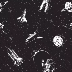 Papel De Parede Gamer Astronautas E Planetas 3,0m X 50cm