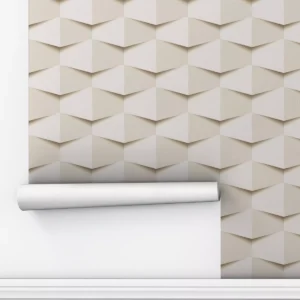 Papel De Parede Geometrico 3d Bege Sala Quarto Lavavel 10m