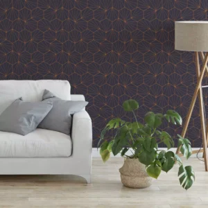 Papel De Parede Geométrico Colmeia Vetor Laranja - 1,50x0,5m