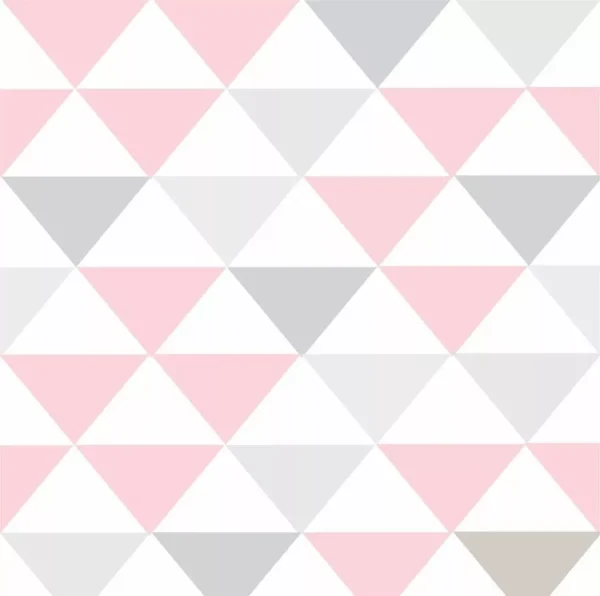 Papel De Parede Geométrico Rosa, Cinza E Branco - 2,50