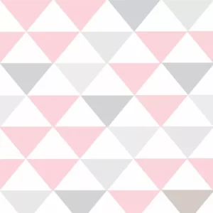 Papel De Parede Geométrico Rosa, Cinza E Branco - Mod 57