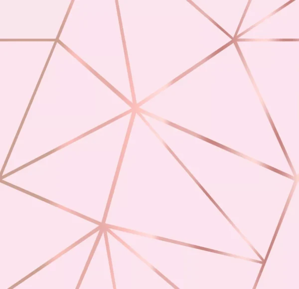 Papel De Parede Geométrico Rosa E Rosê Gold - 2,50m