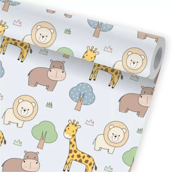 Papel De Parede Girafa Leão Hipopótamo Safari Animais A84