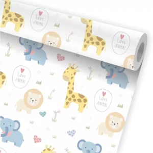 Papel De Parede Girafa Leao Safari Infantil Kit 02 Rolos A65