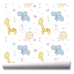 Papel De Parede Girafa Leao Safari Infantil Kit 03 Rolos A65