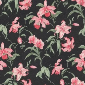 Papel De Parede Harmonia Bobinex Floral Rosa Preto Verd 9117