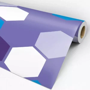 Papel De Parede Hexágono Roxo Azul E Branco