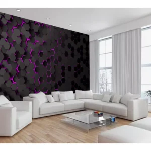 Papel De Parede Hexágonos Moderno Gamer Rosa 7,5m² Txt37