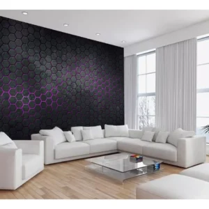 Papel De Parede Hexágonos Moderno Gamer Rosa 7,5m² Txt45