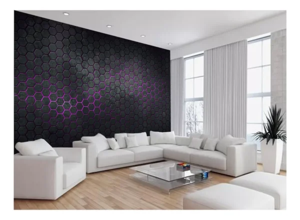 Papel De Parede Hexágonos Moderno Gamer Rosa 7,5m² Txt45