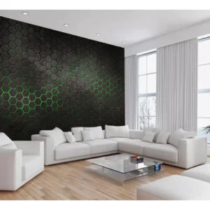 Papel De Parede Hexágonos Moderno Gamer Verde 7,5m² Txt43