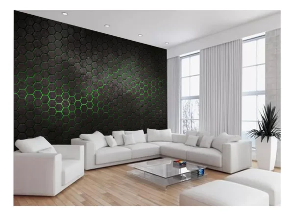 Papel De Parede Hexágonos Moderno Gamer Verde 7,5m² Txt43