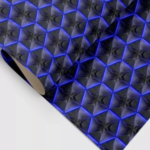 Papel De Parede Imitação Luz Led Azul Geometrico Lavavel