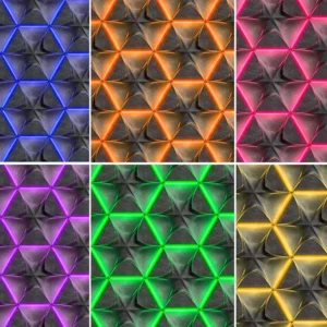 Papel De Parede Imitação Luz Led Cores Geométrico Lavável