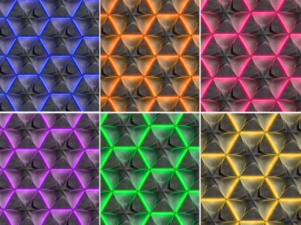 Papel De Parede Imitação Luz Led Cores Geométrico Lavável