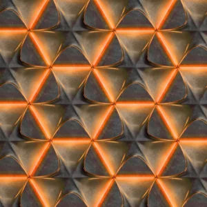 Papel De Parede Imitação Luz Led Laranja Geométrico Lavável