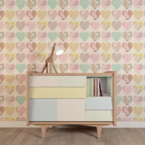 Papel De Parede Importado Estampa Coração Quarto Menina 4m²