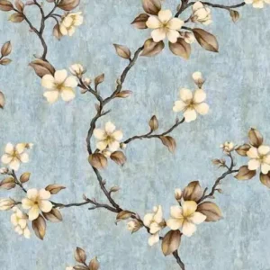 Papel De Parede Importado Floral Azul Vinílico Homehaus