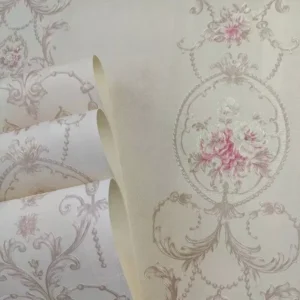 Papel De Parede Importado Floral Branco E Rosa Vinílico Luxo