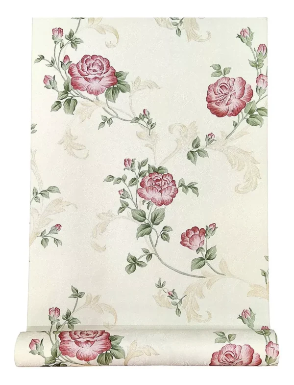 Papel De Parede Importado Floral Textura Alto Relevo Rosas