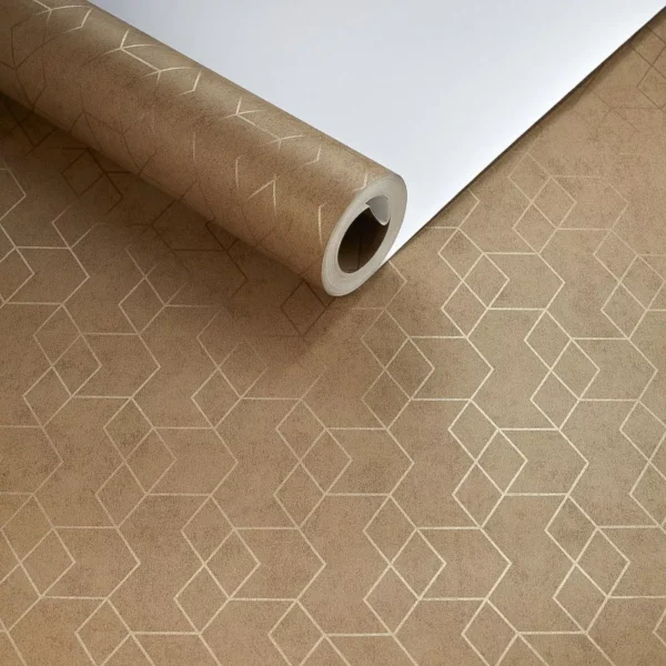 Papel De Parede Importado Geométrico Dourado Tnt 0.53x9.50m