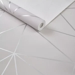 Papel De Parede Importado Lavável 9,50m Geométrico Cinza 3d