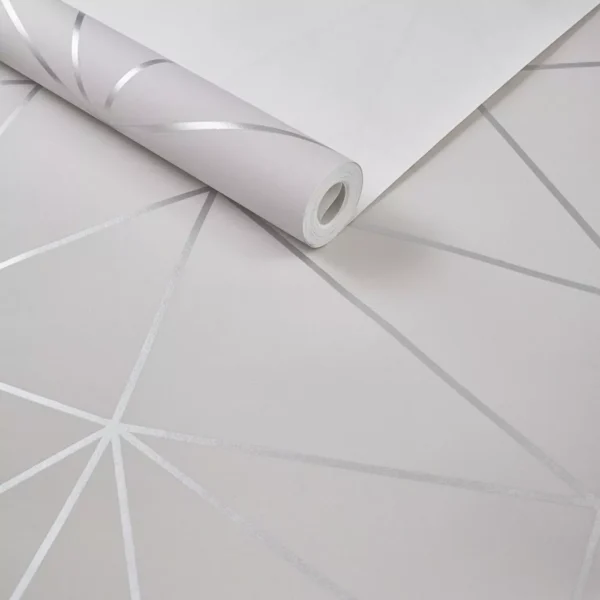 Papel De Parede Importado Lavável 9,50m Geométrico Cinza 3d