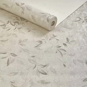 Papel De Parede Importado Lavável Bege Floral Com Gliter Top