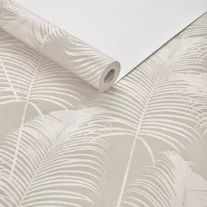 Papel De Parede Importado Lavável Floral Bege Off White