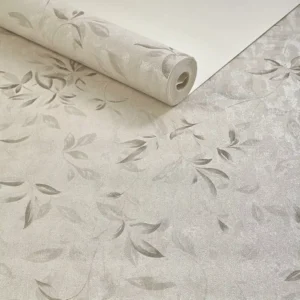 Papel De Parede Importado Lavável Sala Bege Floral Gliter