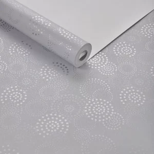 Papel De Parede Importado Off White Geométrico Bolas Prata