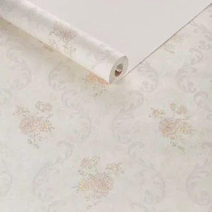 Papel De Parede Importado Texturizado Vintage Floral Bege