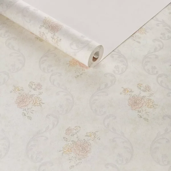 Papel De Parede Importado Tnt Vintage Floral Bege