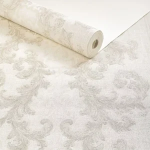 Papel De Parede Importado Vinílico Bege Rosê Com Arabescos