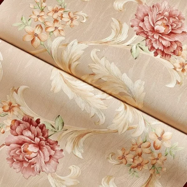 Papel De Parede Importado Vinílico Floral Bege Provencal