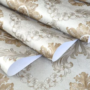 Papel De Parede Importado Vinílico Lavável Dourado Damask