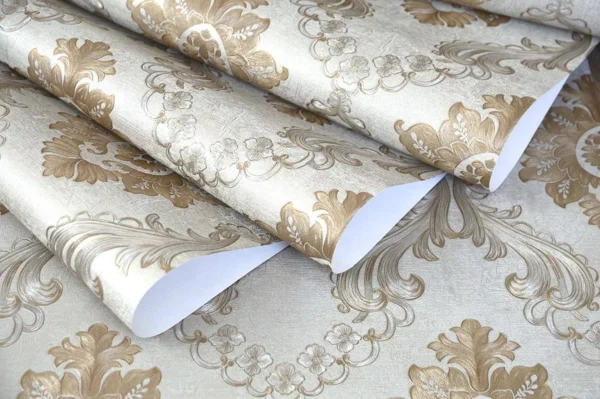 Papel De Parede Importado Vinílico Lavável Dourado Damask