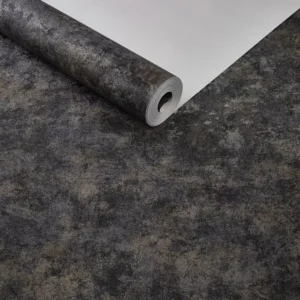 Papel De Parede Importado Vinílico Preto Arabesco Dourado