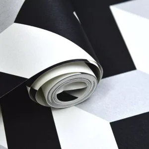 Papel De Parede Importado Vinílico Quadriculado Branco Preto