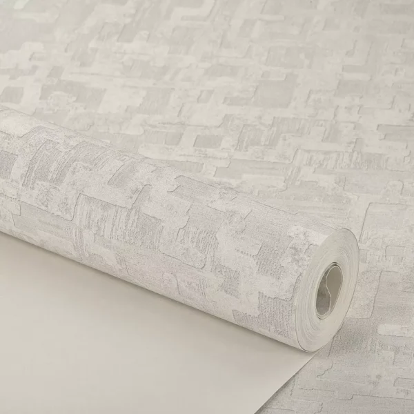 Papel De Parede Importado Vinílico Textura Cinza Geométrico