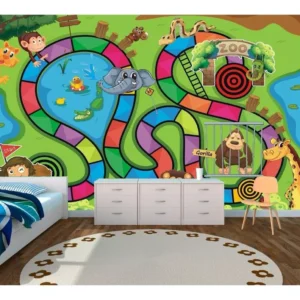 Papel De Parede Infantil Adesivo Jogo Safari Escola 6m² M40