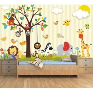 Papel De Parede Infantil Adesivo Zoo 1,70x2,60m Safari M08