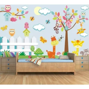 Papel De Parede Infantil Adesivo Zoo 4,80x2,10m Safari M06