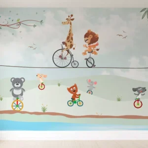 Papel De Parede Infantil Animais Safari Na Montanha Pp402 M²