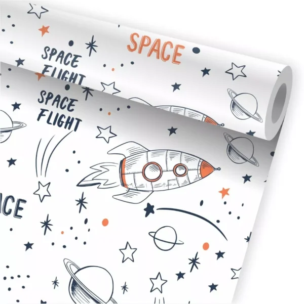 Papel De Parede Infantil Astronauta Foguete Espaço Nave A617